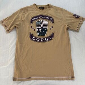 Coogi Kings of the Earth Graphic T-Shirt Tan Khaki XXL US Australia Flag Tee